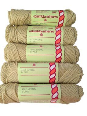 Vintage Lady Handicraft Tapestry Yarn 100% Virgin Wool 400T Natural 5 Skeins USA